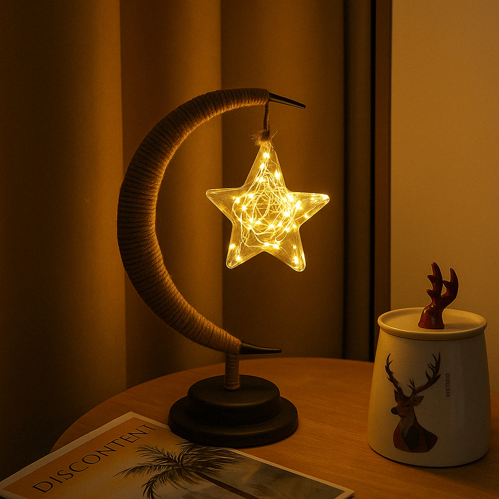 Lampe de Chevet Originale LED en Forme de Lune – Ambiance Douce pour Chambre Lampes Electro Paris Lumière chaude Pentagram