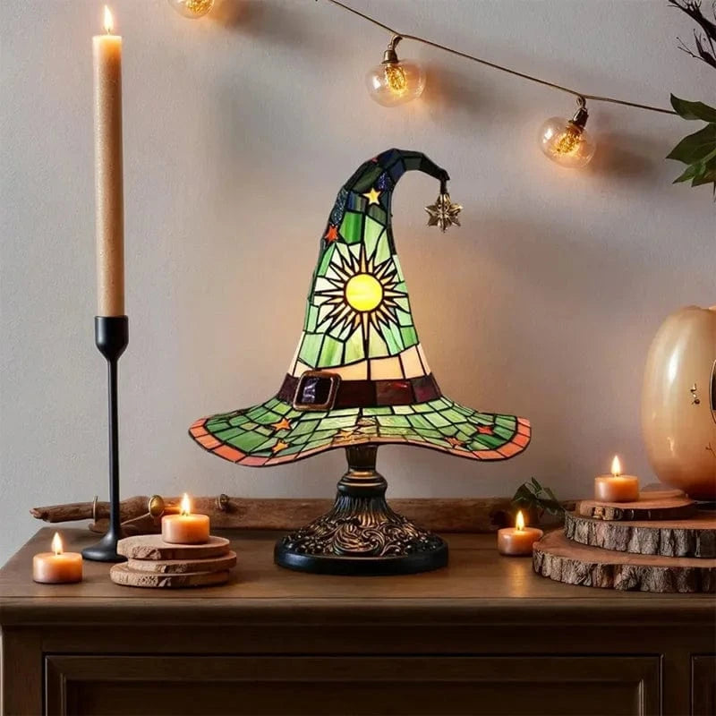 Lampe de Sorcière en Vitrail – Veilleuse Enfant pour Décoration Halloween Lampes de table Electro Paris