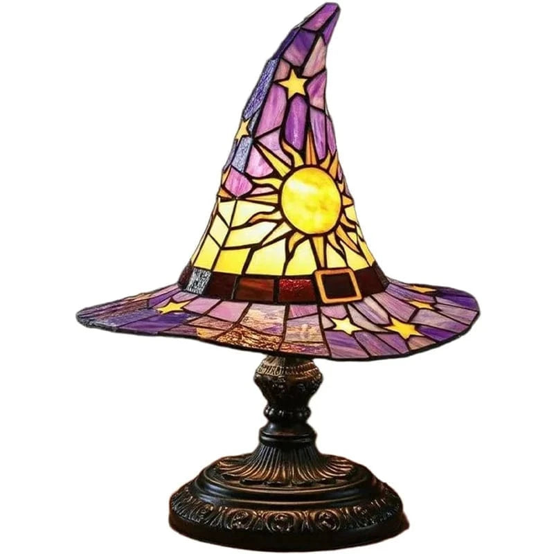 Lampe de Sorcière en Vitrail – Veilleuse Enfant pour Décoration Halloween Lampes de table Electro Paris Hauteur A 18cm