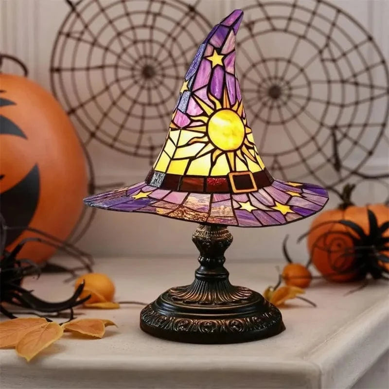 Lampe de Sorcière en Vitrail – Veilleuse Enfant pour Décoration Halloween Lampes de table Electro Paris