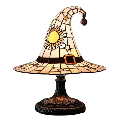 Lampe de Sorcière en Vitrail – Veilleuse Enfant pour Décoration Halloween Lampes de table Electro Paris Hauteur C 18cm