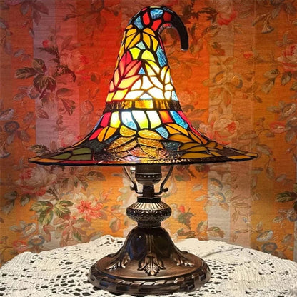 Lampe de Sorcière en Vitrail – Veilleuse Enfant pour Décoration Halloween Lampes de table Electro Paris Hauteur E 18cm