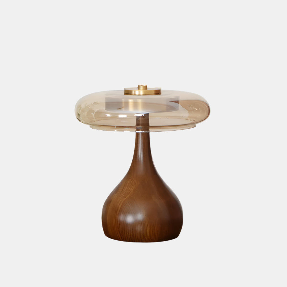 Lampe de Table LED Contemporaine avec Finition en Bois Table Lamp Electro Paris Dia 22cm x H 24.5cm Couleur noyer & Variateur de contrôle Rometo
