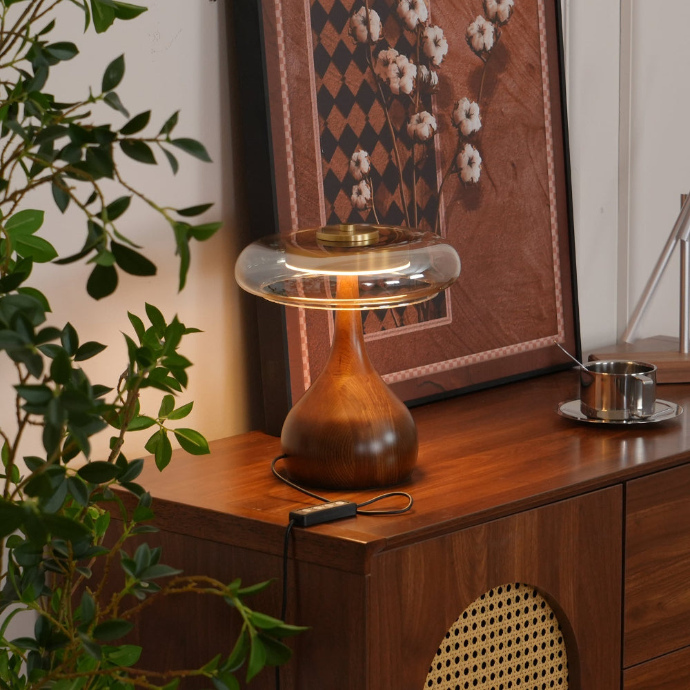 Lampe de Table LED Contemporaine avec Finition en Bois Table Lamp Electro Paris