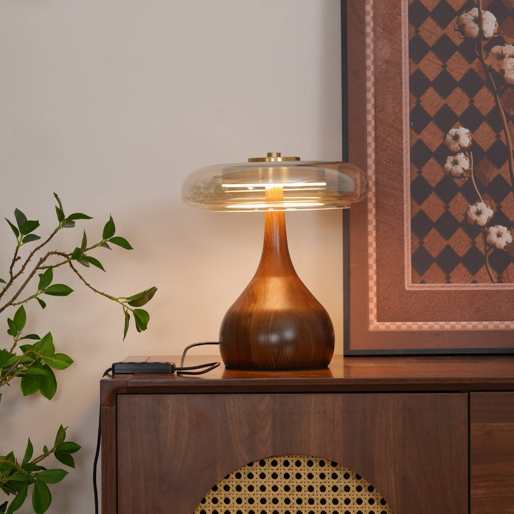 Lampe de Table LED Contemporaine avec Finition en Bois Table Lamp Electro Paris