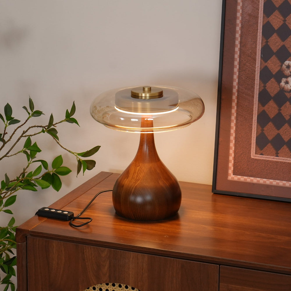 Lampe de Table LED Contemporaine avec Finition en Bois Table Lamp Electro Paris