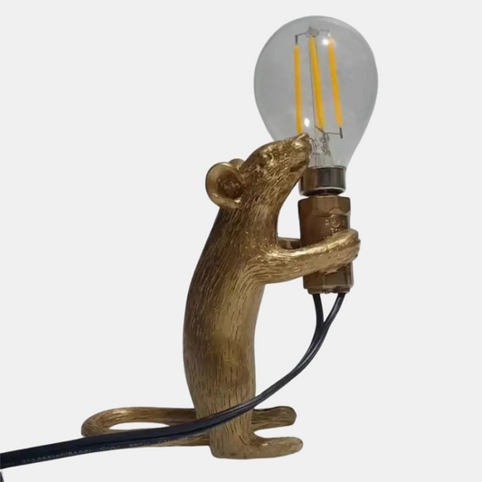 Lampe de Table Souris Fantaisiste pour Intérieurs Artistiques Table Lamp Electro Paris Souris debout dorée Interrupteur 8.1 cm