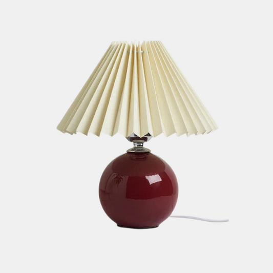 Lampe de Table Vintage avec Abat-jour Plissé – Lampe d'Appoint en Bois Massif pour Chambre Lampes de table Electro Paris Vin et Beige