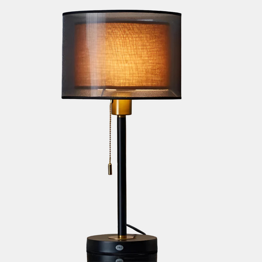 Lampe de Table Vintage avec Abat-jour Double en Tissu Lampe de table Electro Paris Noir Sombre