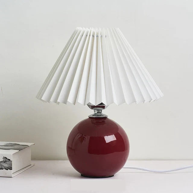 Lampe de Table Vintage avec Teinte Plissée – Éclairage Élégant pour Chambre Lampes de table Electro Paris Vin et Blanc