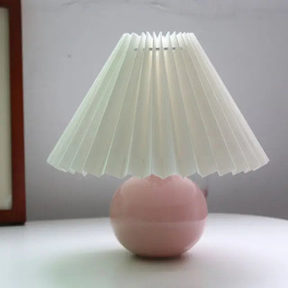 Lampe de Table Vintage avec Teinte Plissée – Éclairage Élégant pour Chambre Lampes de table Electro Paris Rose et Blanc