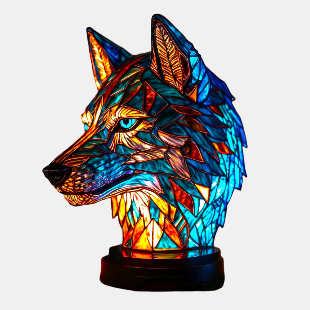Lampe en Verre Coloré avec Motifs d’Animaux pour une Ambiance Artistique Table Lamp Electro Paris LOUP 15CM