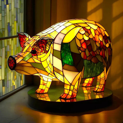 Lampe en Verre Coloré avec Motifs d’Animaux pour une Ambiance Artistique Table Lamp Electro Paris