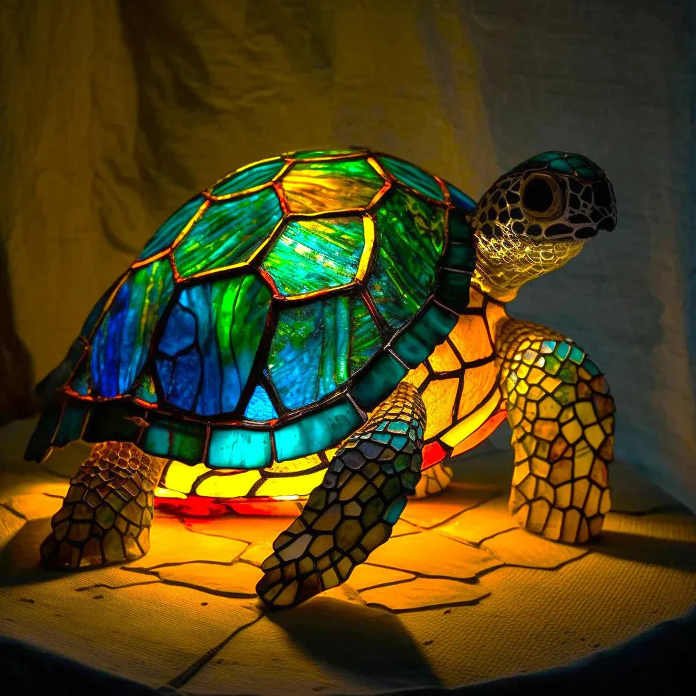 Lampe en Verre Coloré avec Motifs d’Animaux pour une Ambiance Artistique Table Lamp Electro Paris TORTUE 15CM