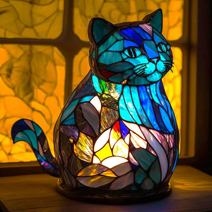 Lampe en Verre Coloré avec Motifs d’Animaux pour une Ambiance Artistique Table Lamp Electro Paris CHAT 15CM