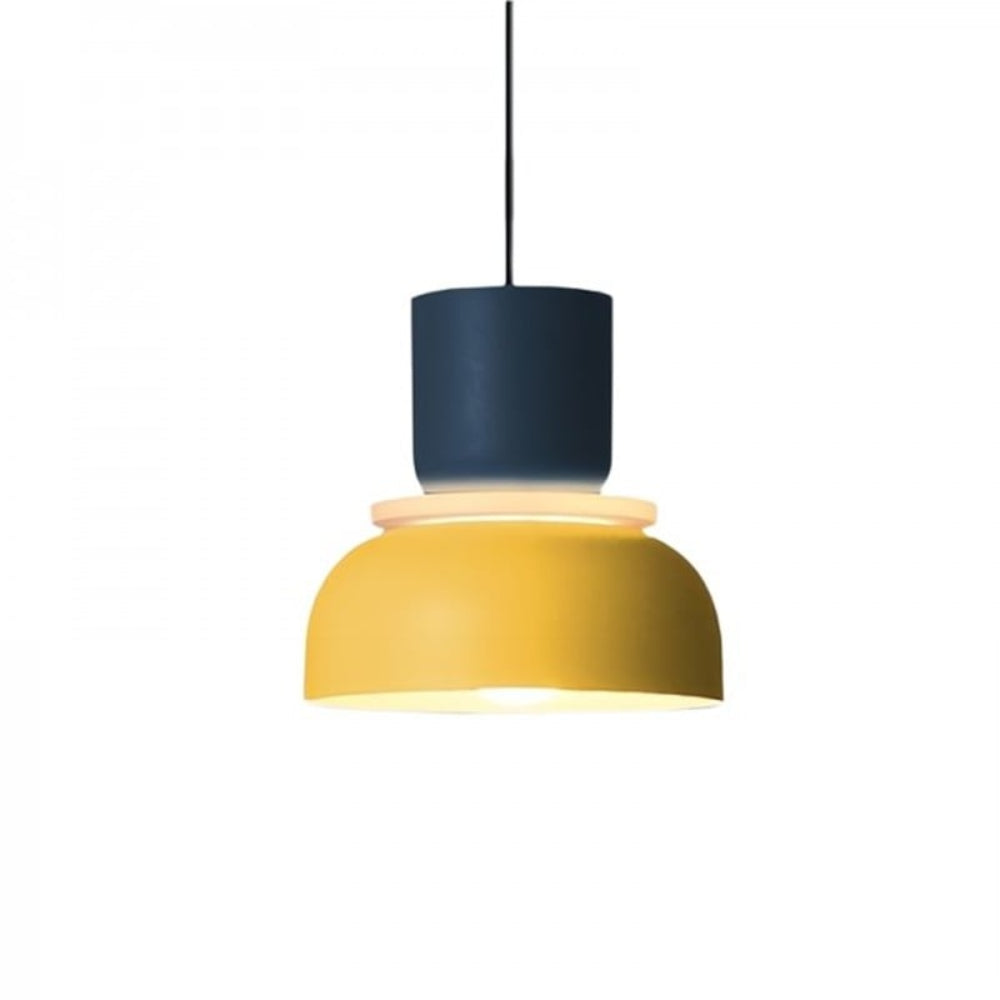 Lampe suspendue moderne en forme de bol pour des pièces élégantes Ceiling Lamp Electro Paris Bleu marine + jaune (Diamètre 29 cm x Hauteur 28 cm)