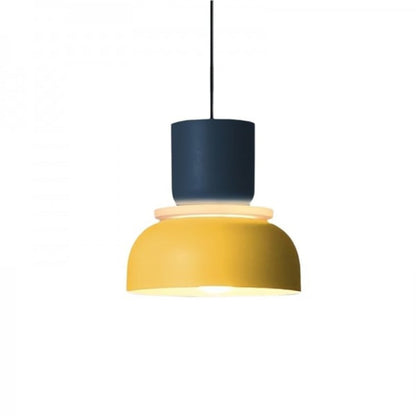 Lampe suspendue moderne en forme de bol pour des pièces élégantes Ceiling Lamp Electro Paris Bleu marine + jaune (Diamètre 29 cm x Hauteur 28 cm)