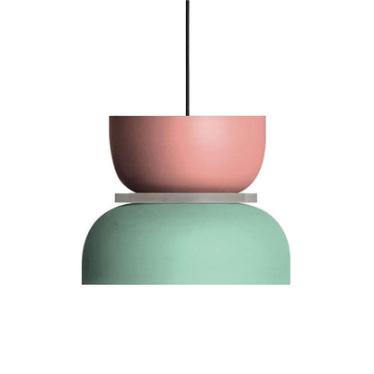 Lampe suspendue moderne en forme de bol pour des pièces élégantes Ceiling Lamp Electro Paris Rose + vert menthe (Diamètre 29 cm x Hauteur 28 cm)