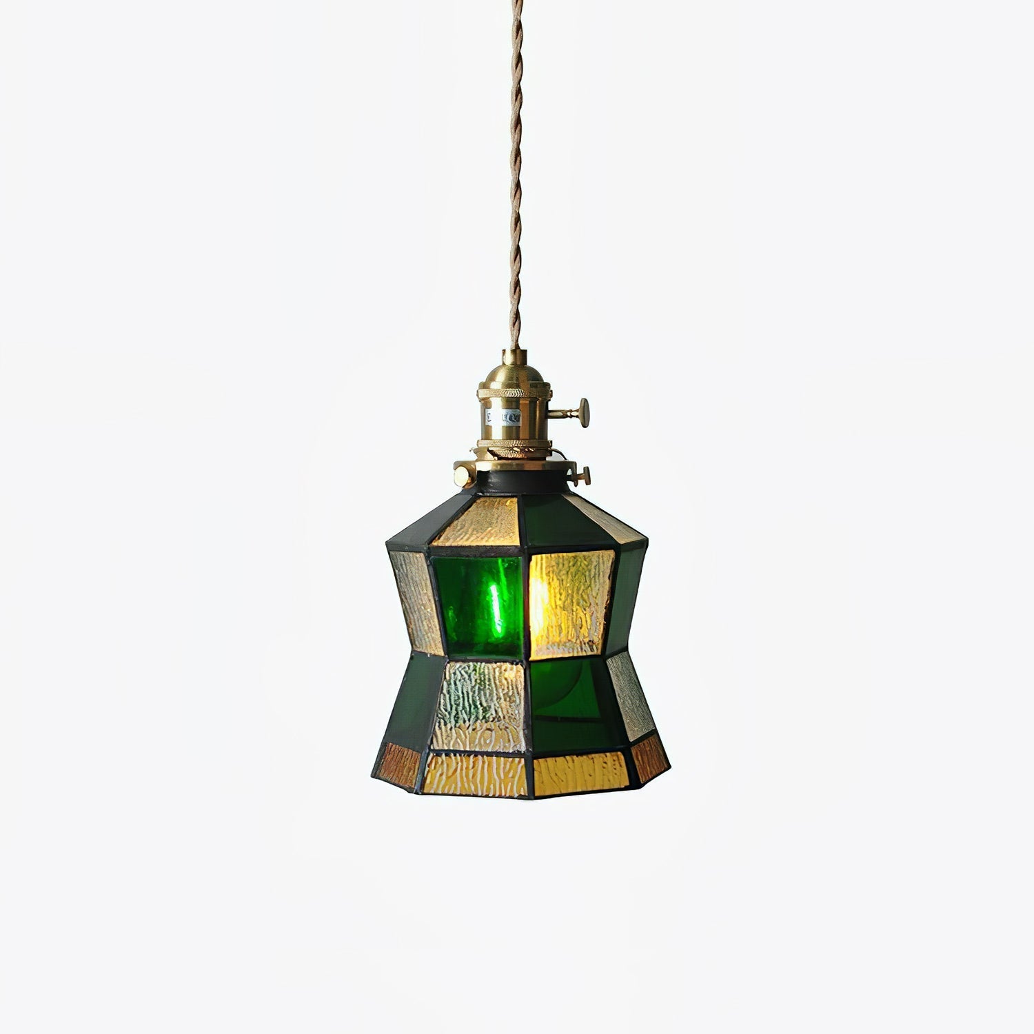 Lampe suspendue rétro chic avec un design artistique en métal et verre Ceiling Lamp Electro Paris Diamètre 15 cm x hauteur 16 cm Vert + opaque