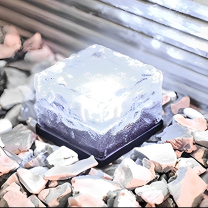 Lampes Solaires LED en Forme de Brique de Glace Carrée pour Extérieur Lumière extérieure Electro Paris Blanc