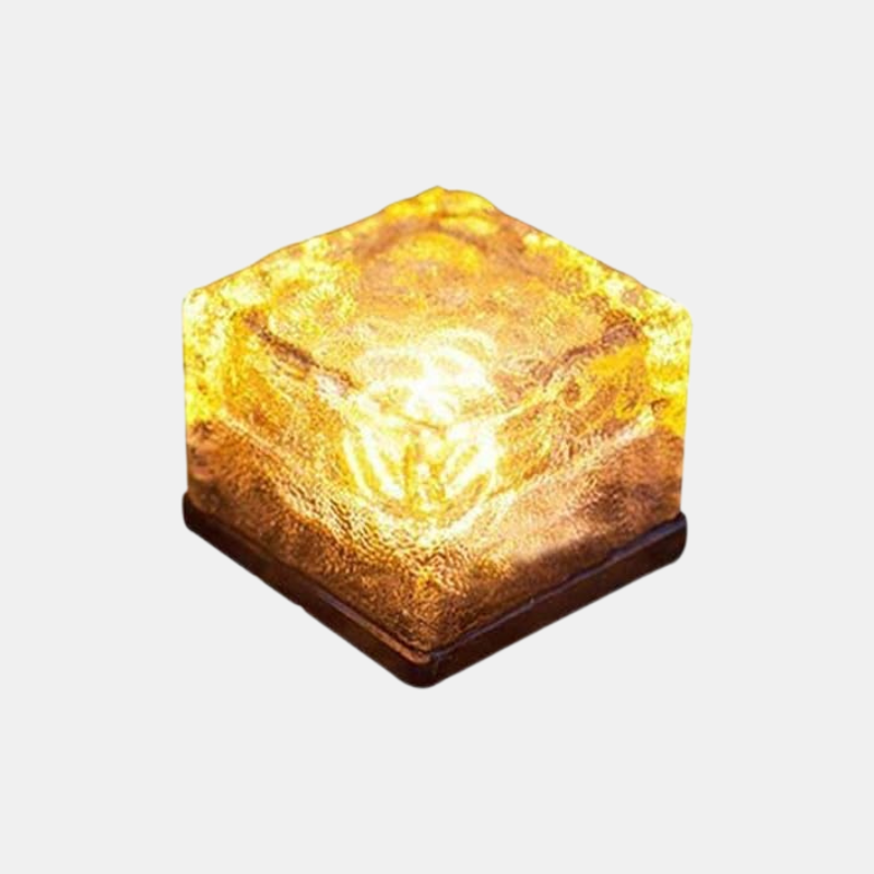 Lampes Solaires LED en Forme de Brique de Glace Carrée pour Extérieur Lumière extérieure Electro Paris Blanc chaud
