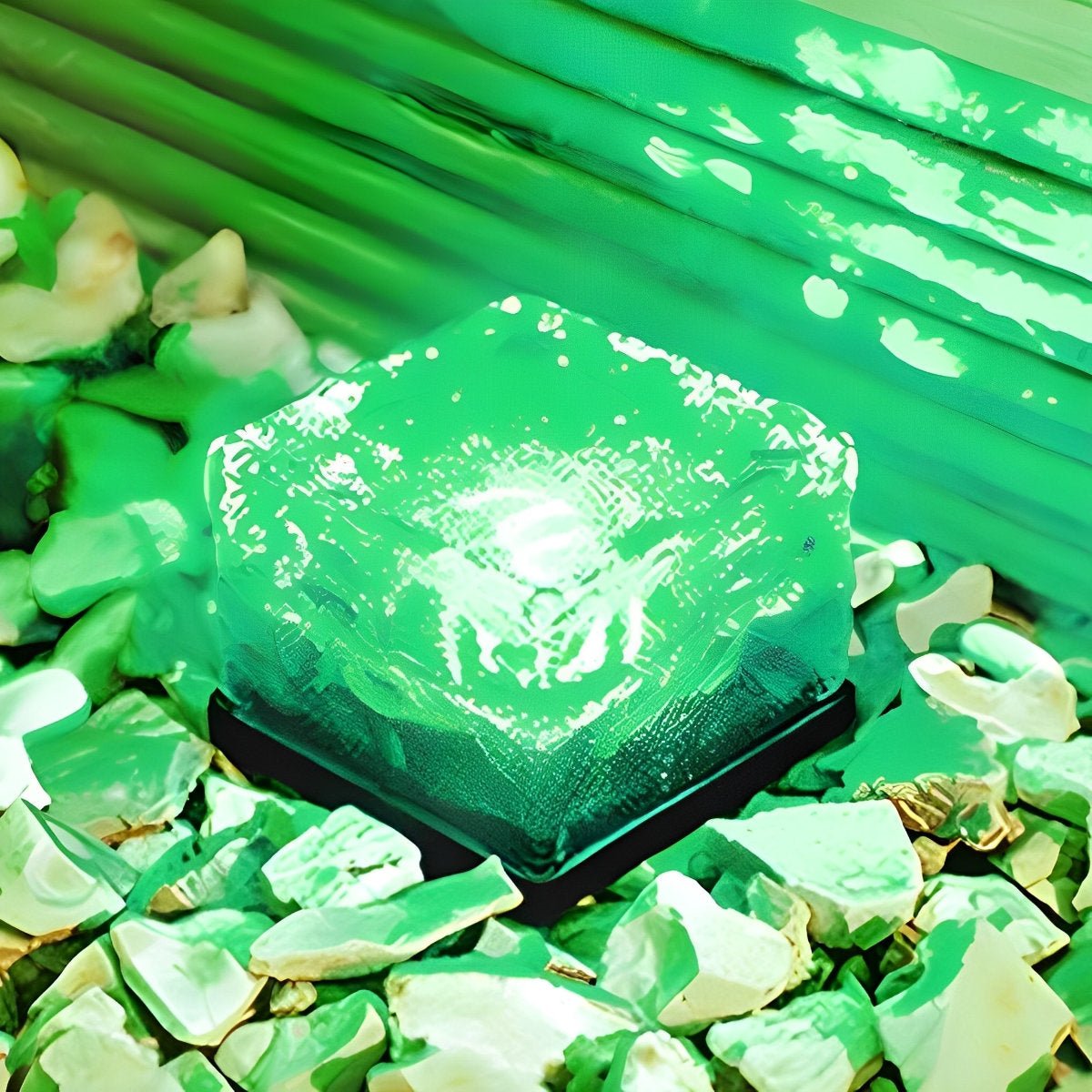 Lampes Solaires LED en Forme de Brique de Glace Carrée pour Extérieur Lumière extérieure Electro Paris Vert