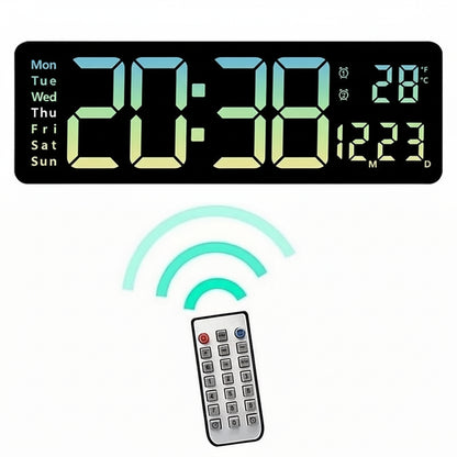 Horloge Murale Digitale Grand Format Avec Éclairage RGB Et Télécommande Pour Intérieurs Modernes Wall Clocks Electro Paris 1 Couleur Jaune 16inch