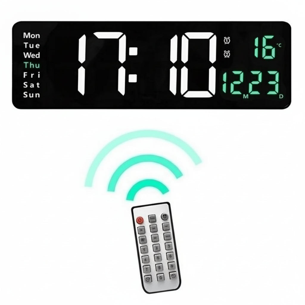 Horloge Murale Digitale Grand Format Avec Éclairage RGB Et Télécommande Pour Intérieurs Modernes Wall Clocks Electro Paris 1 Couleur Vert 16inch