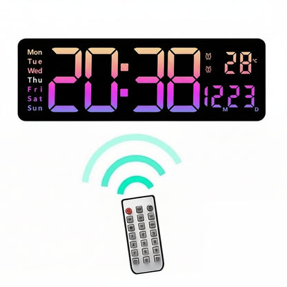 Horloge Murale Digitale Grand Format Avec Éclairage RGB Et Télécommande Pour Intérieurs Modernes Wall Clocks Electro Paris 8 Couleur Rosa 16inch