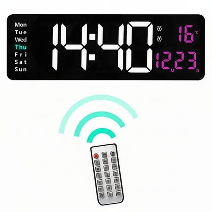 Horloge Murale Digitale Grand Format Avec Éclairage RGB Et Télécommande Pour Intérieurs Modernes Wall Clocks Electro Paris 1 Couleur Blanc Rosa 16inch