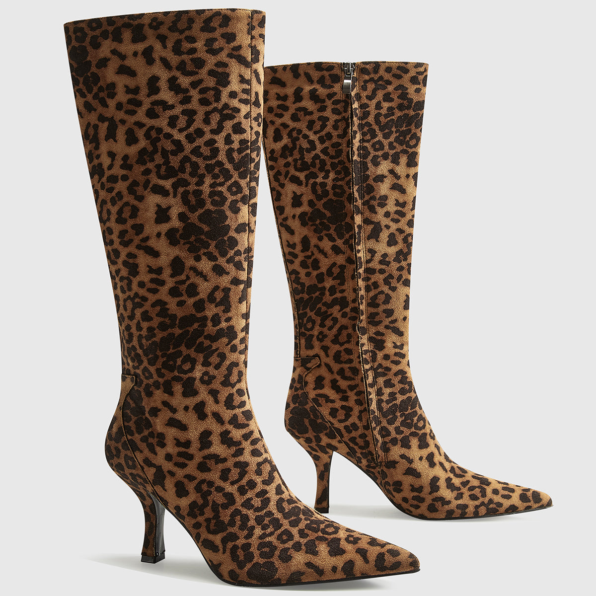 Bottes Hautes Léopard Pour Femmes À Bout Pointu Et Talon Moyen – Élégantes Et Confortables Fashion & Apparel Electro Paris