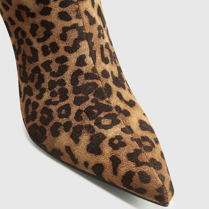 Bottes Hautes Léopard Pour Femmes À Bout Pointu Et Talon Moyen – Élégantes Et Confortables Fashion & Apparel Electro Paris