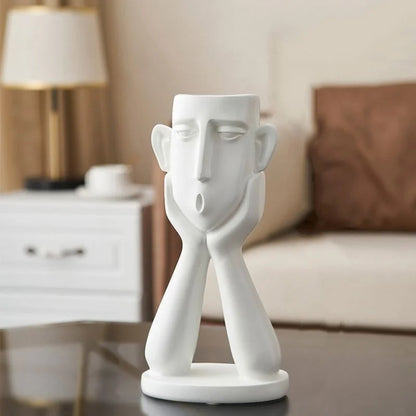 Sculpture Décorative Moderne Pour Salon Avec Trois Vases En Forme De Visage Pour Une Ambiance Artistique Et Contemporaine Sculpture Electro Paris Tête blanc flottante| 25cm