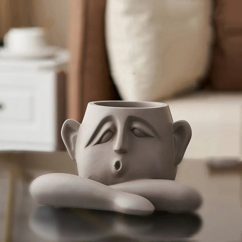 Sculpture Décorative Moderne Pour Salon Avec Trois Vases En Forme De Visage Pour Une Ambiance Artistique Et Contemporaine Sculpture Electro Paris