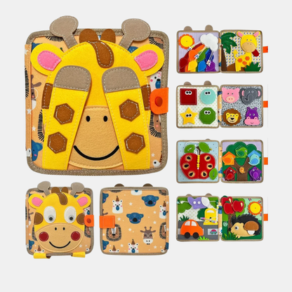 Livre Sensoriel Bébé – Livre d’Éveil en Feutre Animaux pour Apprentissage Précoce Luminaires Electro Paris Jaune