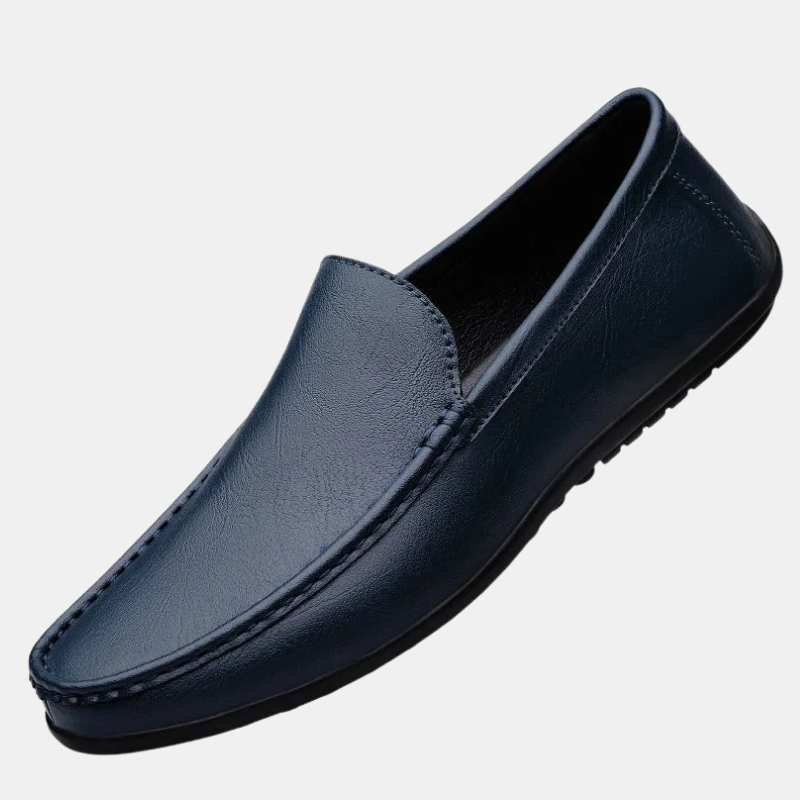 Élégantes loafers en cuir véritable avec fonction massage Chaussures pour hommes Electro Paris Bleu 38