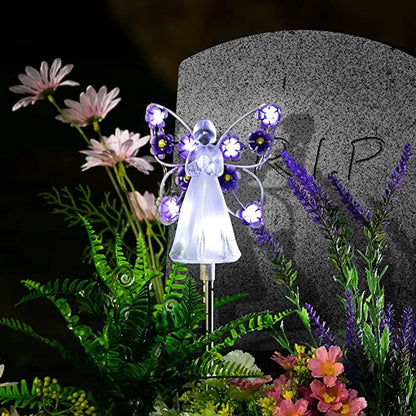 Lumières Solaires d'Ange pour Jardin – Lampe Piquet de Mémorial LED Étanche Éclairage extérieur Electro Paris Violet
