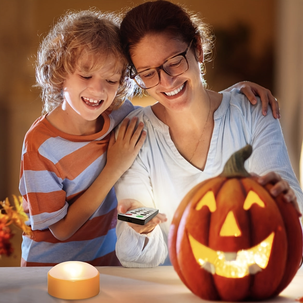 Lumières LED sans Flamme pour Citrouille – Lot de 12 Bougies à Piles pour Jack-O'-Lantern Décorations saisonnières Electro Paris