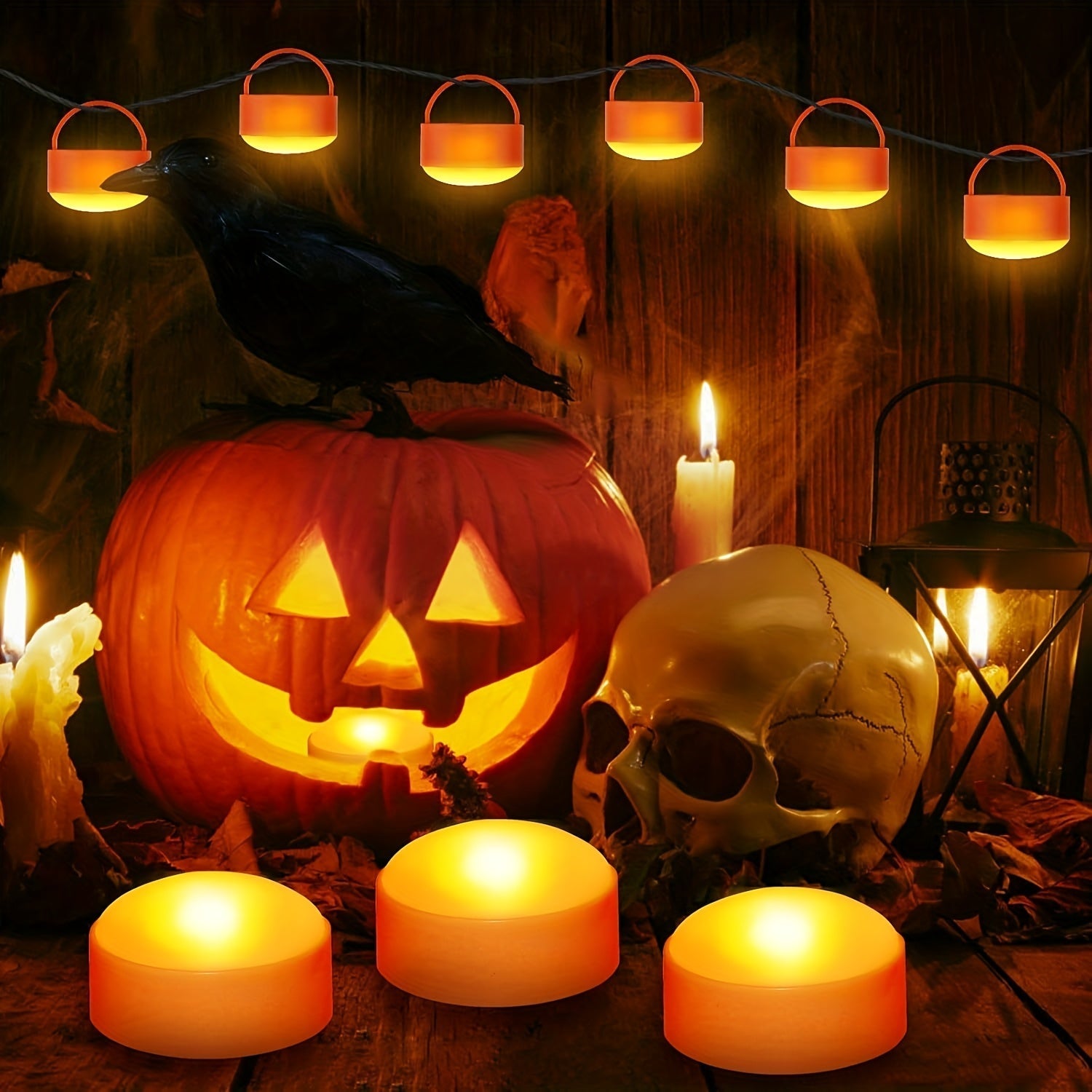 Lumières LED sans Flamme pour Citrouille – Lot de 12 Bougies à Piles pour Jack-O'-Lantern Décorations saisonnières Electro Paris