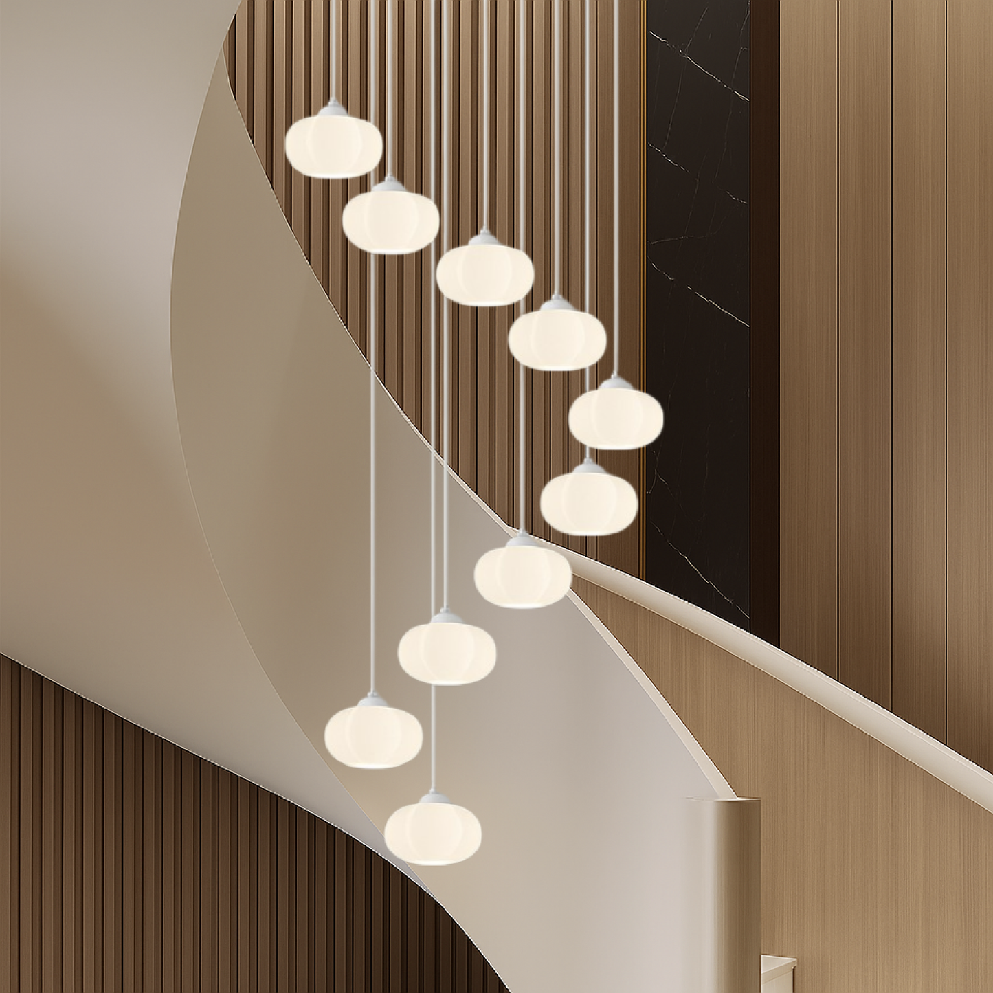 Lustre Art Déco en Spirale pour Hauts Plafonds et Éclairage d'Escalier Lustres Electro Paris