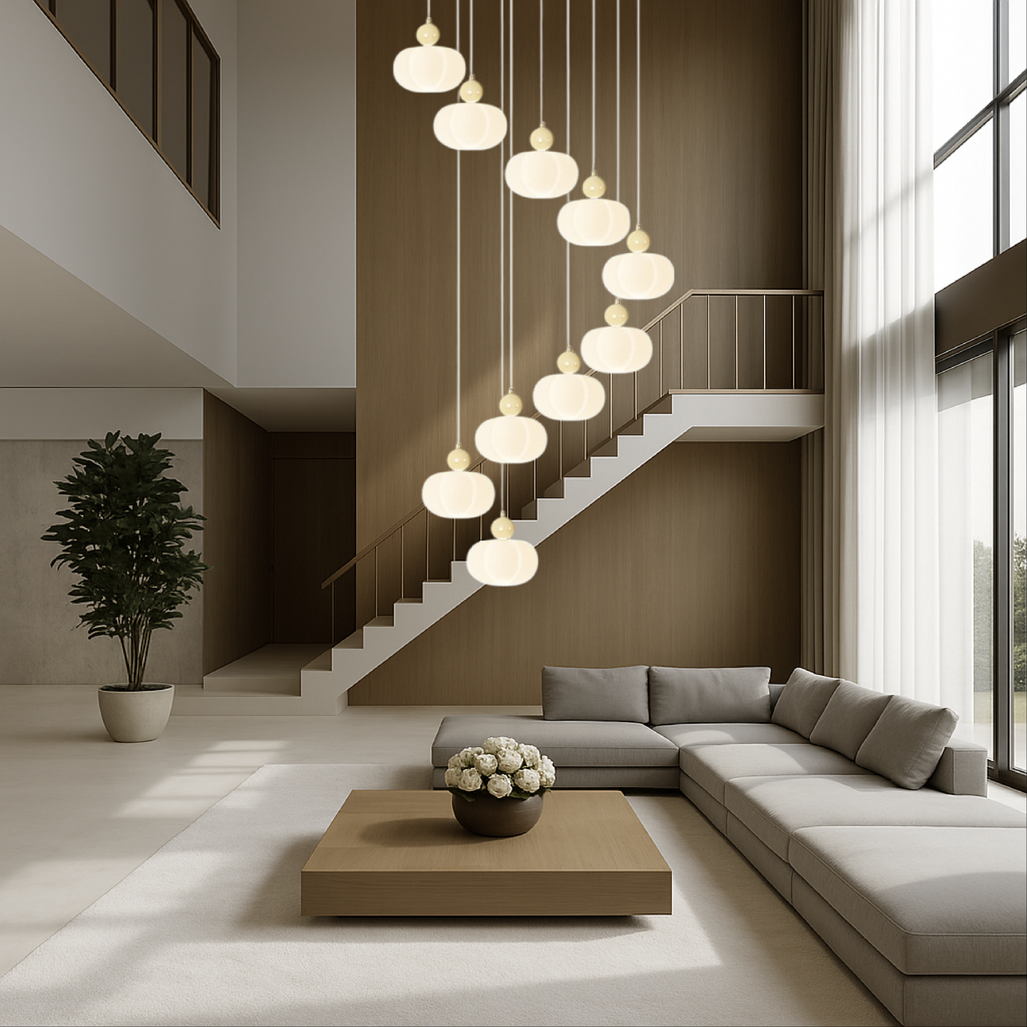 Lustre Art Déco en Spirale pour Hauts Plafonds et Éclairage d'Escalier Lustres Electro Paris