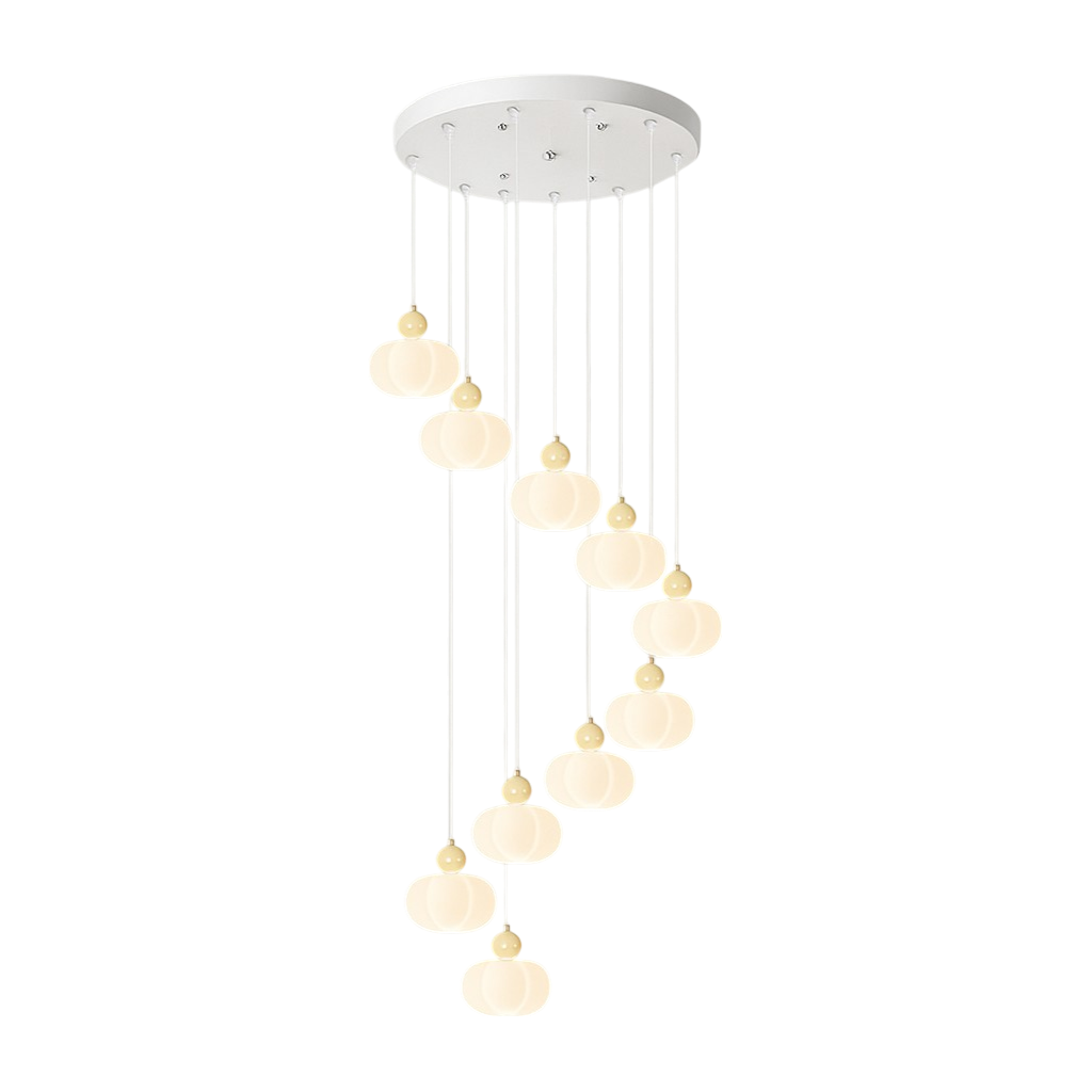 Lustre Art Déco en Spirale pour Hauts Plafonds et Éclairage d'Escalier Lustres Electro Paris Beige