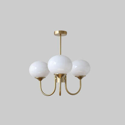 Lustre Artistique à Globes en Verre pour un Décor Glamour Éclairage Electro Paris Cuivre & Blanc 3 têtes Dia 46cm x H 34cm