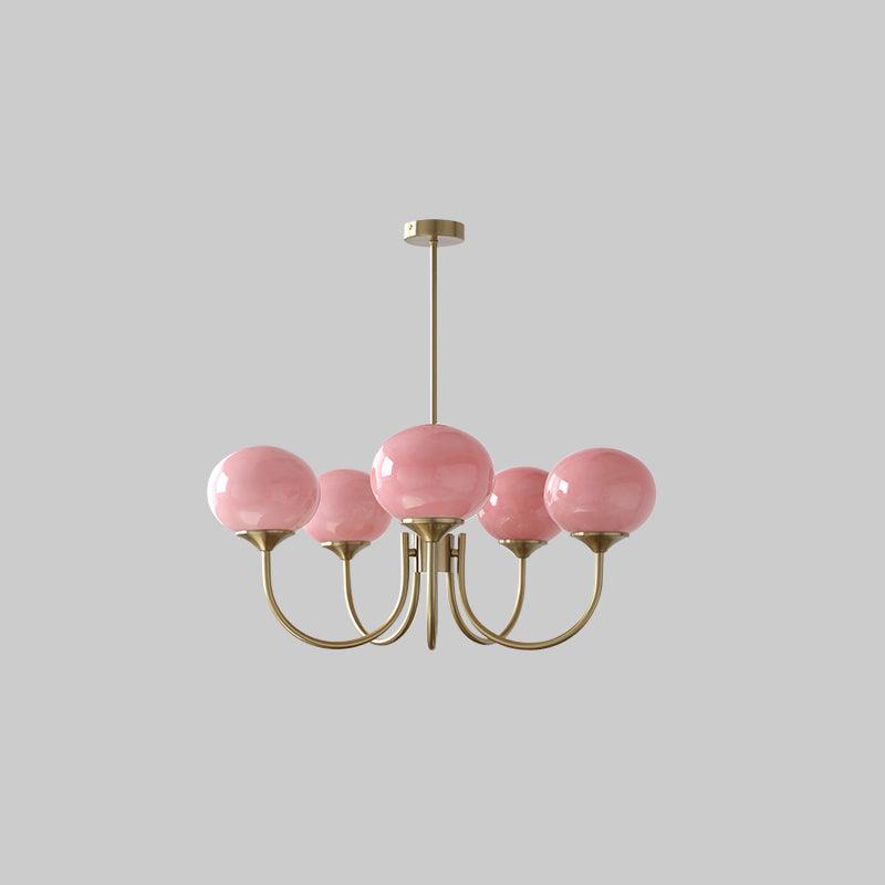 Lustre Artistique à Globes en Verre pour un Décor Glamour Éclairage Electro Paris Cuivre & Rose 5 têtes Dia 67cm x H 34cm