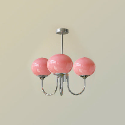 Lustre Artistique à Globes en Verre pour un Décor Glamour Éclairage Electro Paris Chrome & Rose 3 têtes Dia 46cm x H 34cm