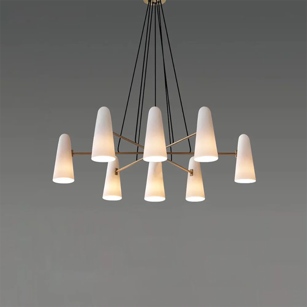 Lustre de plafond élégant avec lumières en forme de boule Ceiling Lamp Electro Paris 8 Têtes Dia 100cm x H 20cm Laiton & Blanc