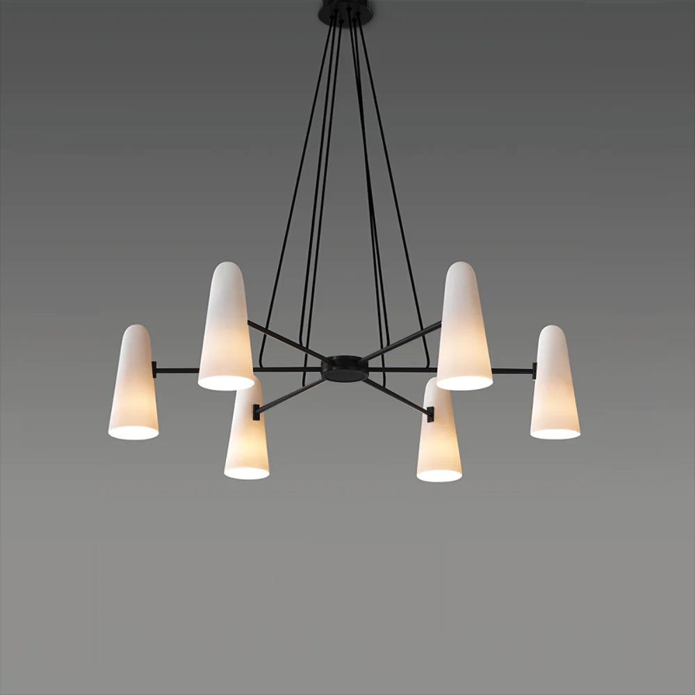 Lustre de plafond élégant avec lumières en forme de boule Ceiling Lamp Electro Paris 6 Têtes Dia 80cm x H 20cm Noir & Blanc