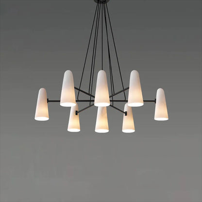 Lustre de plafond élégant avec lumières en forme de boule Ceiling Lamp Electro Paris 8 Têtes Dia 100cm x H 20cm Noir & Blanc