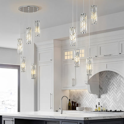 Suspension Plafonnier en Verre Cristal Lampe de plafond Electro Paris Chrome 5-têtes