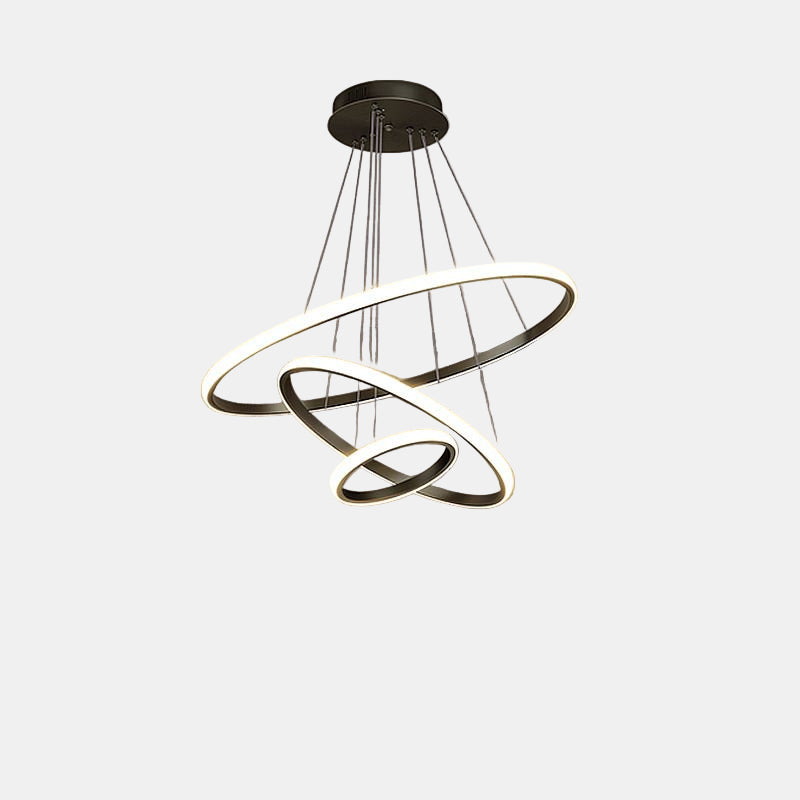 Lustre moderne à trois anneaux pour un intérieur élégant Lampe suspendue Electro Paris Noir